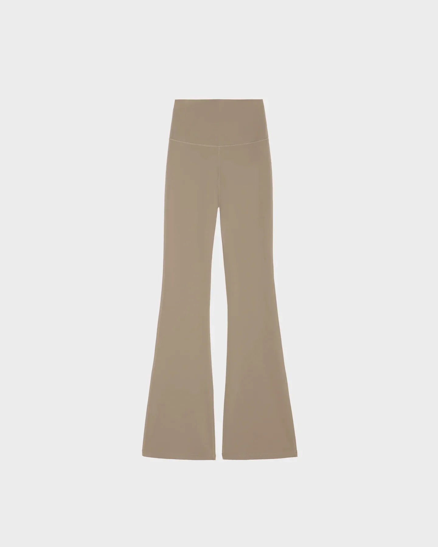 The ADRIANA - 8524009 Cement high-waisted, flared-leg leggings by Rudsak in taupe are displayed flat on a plain white background.
