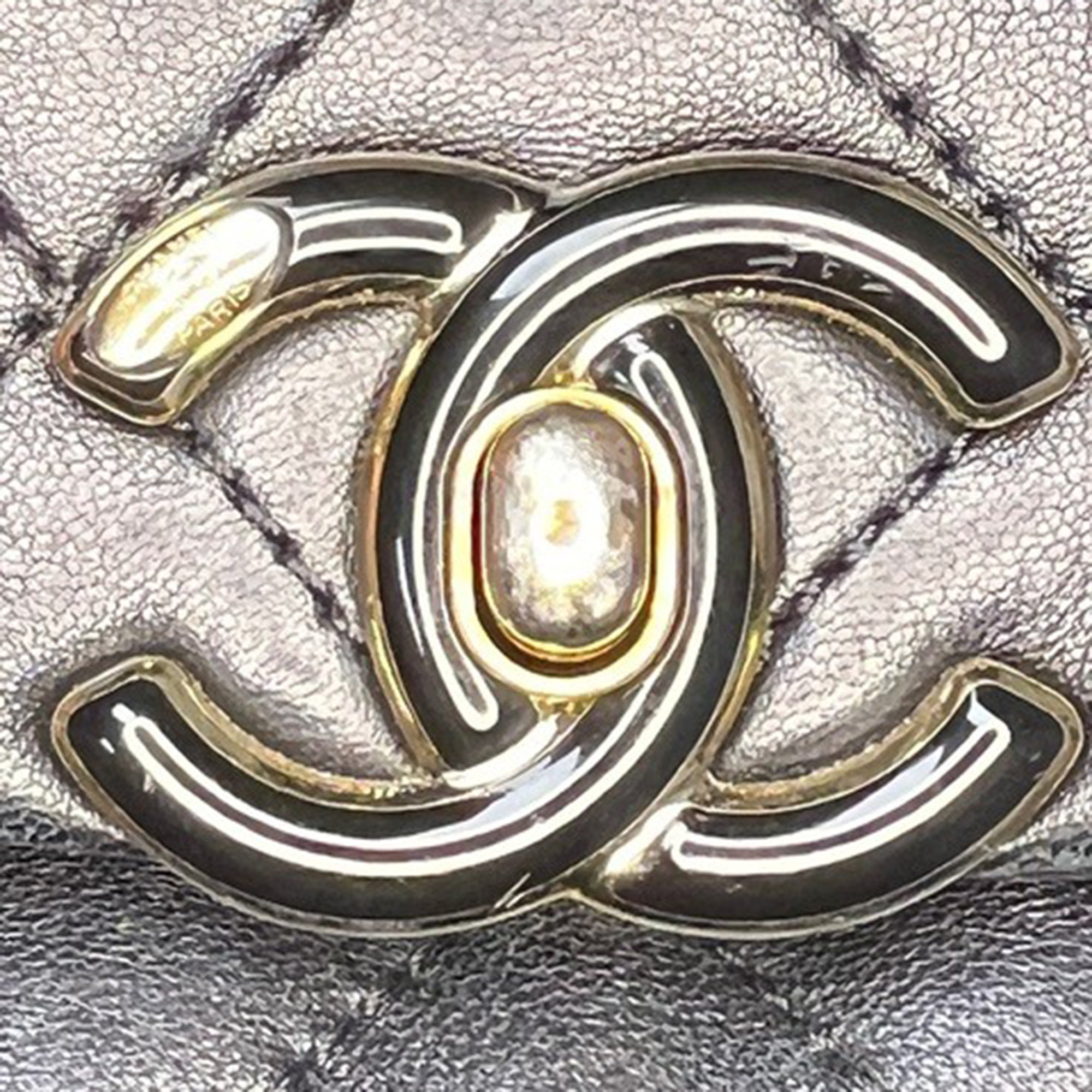 Chanel | Pre-Owned Large Lambskin Twist Chain Enamel CC Flap | Black