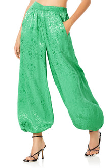 Veronika Balloon Pants | Green Floral