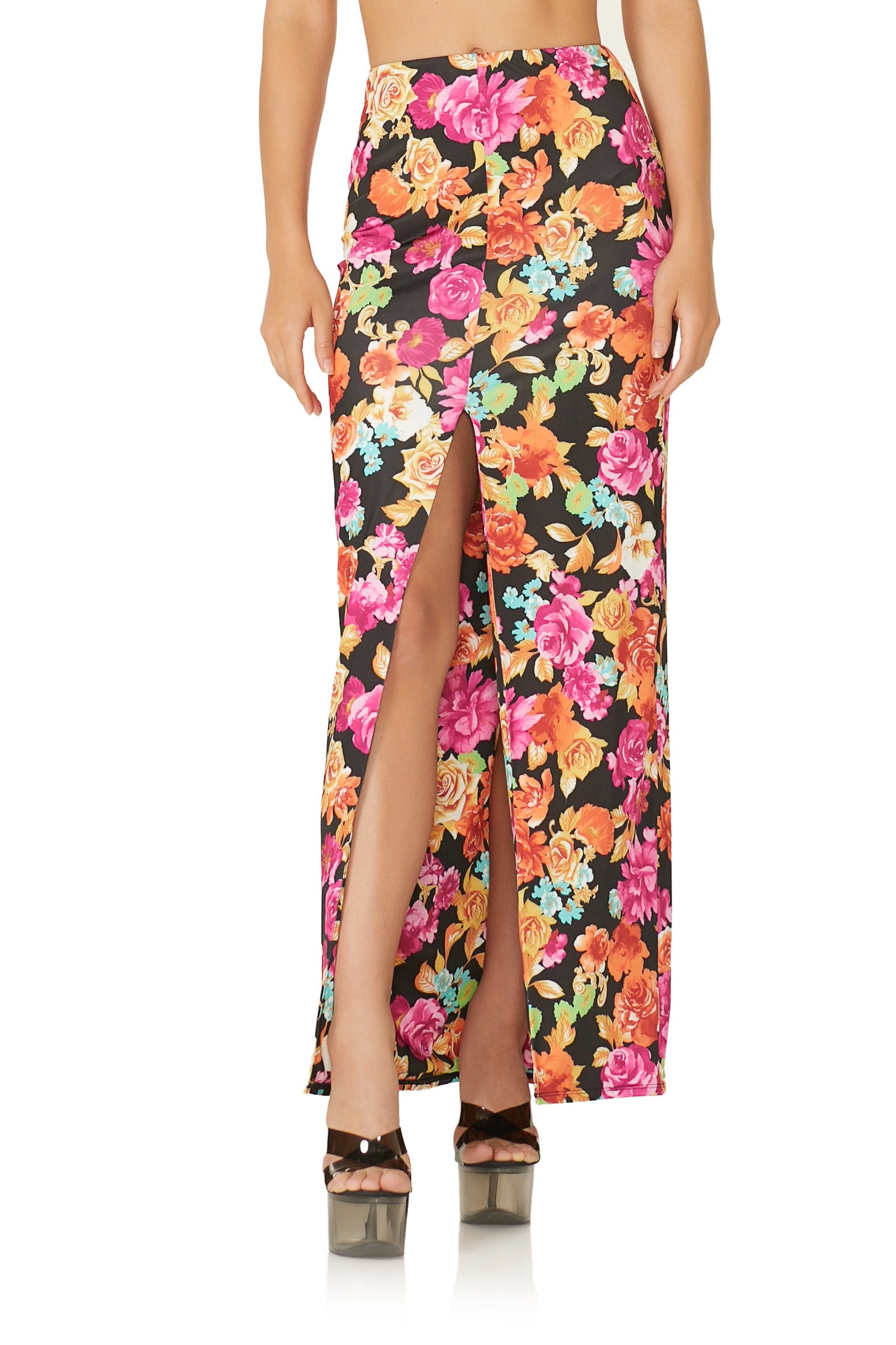 Miso Maxi Skirt | Noir Rose Bouquet