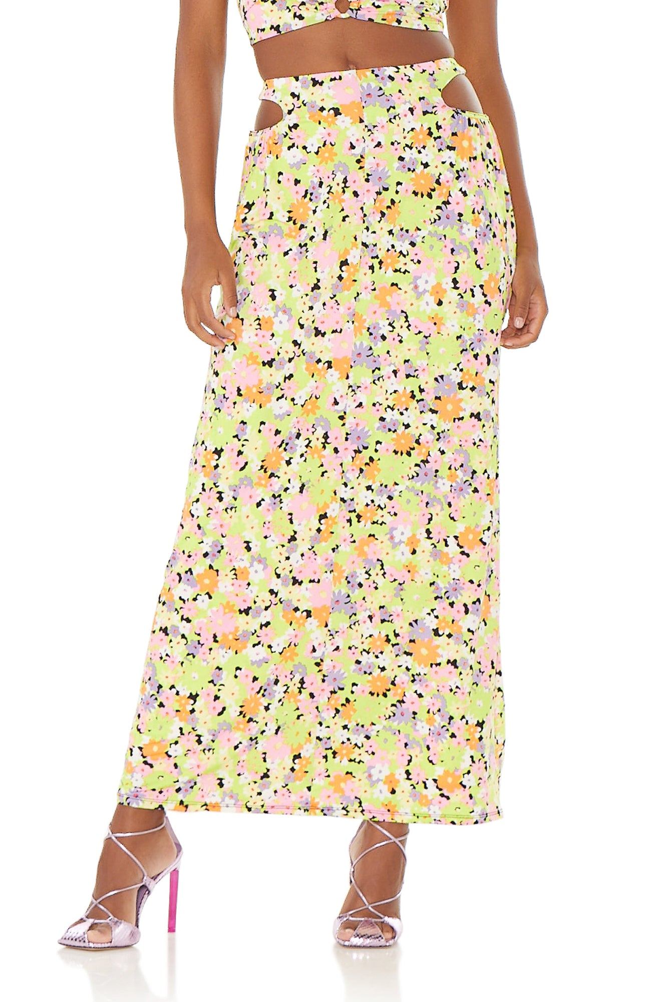 Anjeli Midi Skirt | Spring Lime Ditsy