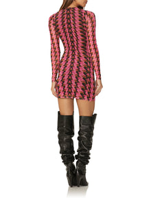 Reedley Mini Dress | Pink Herringbone