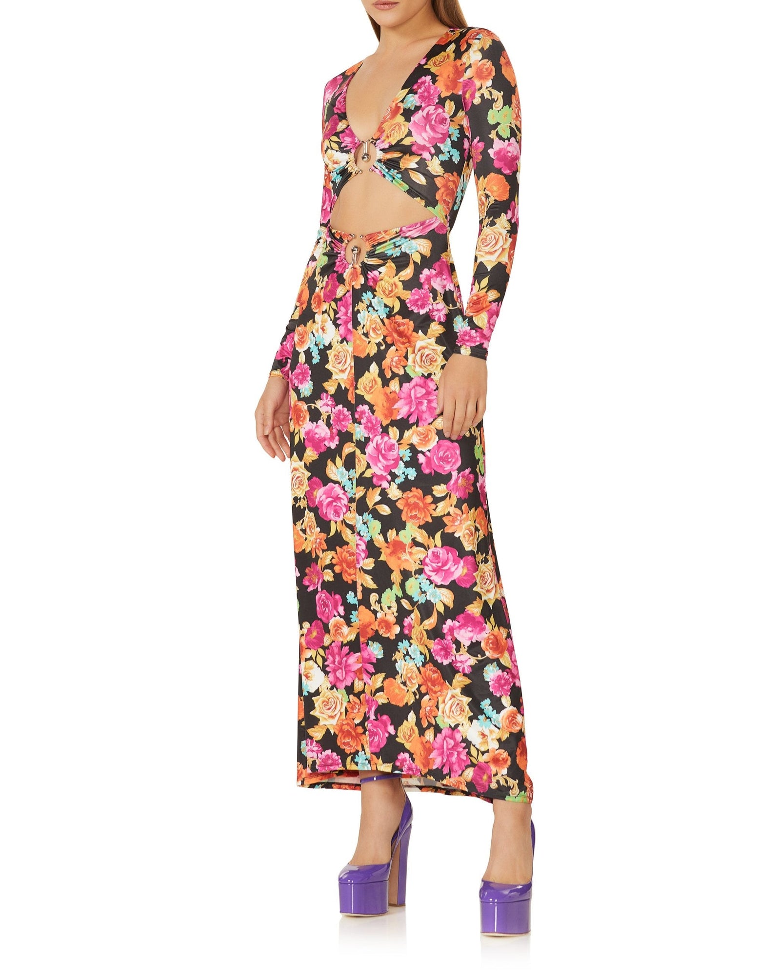 Loraine Maxi Dress | Noir Rose Bouquet