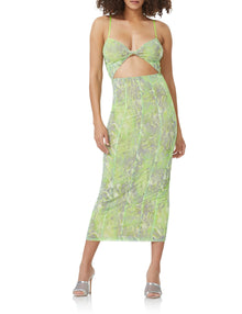 Shane Midi Dress | Lime Abstract Snake