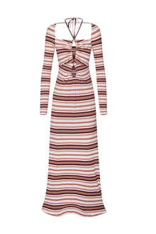 Jordana Midi Dress | Brown Multi Stripe