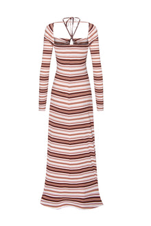 Jordana Midi Dress | Brown Multi Stripe