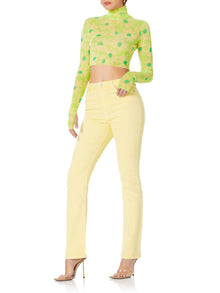 Micaela Turtleneck Crop Top | Lime Daisy