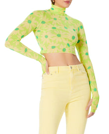 Micaela Turtleneck Crop Top | Lime Daisy