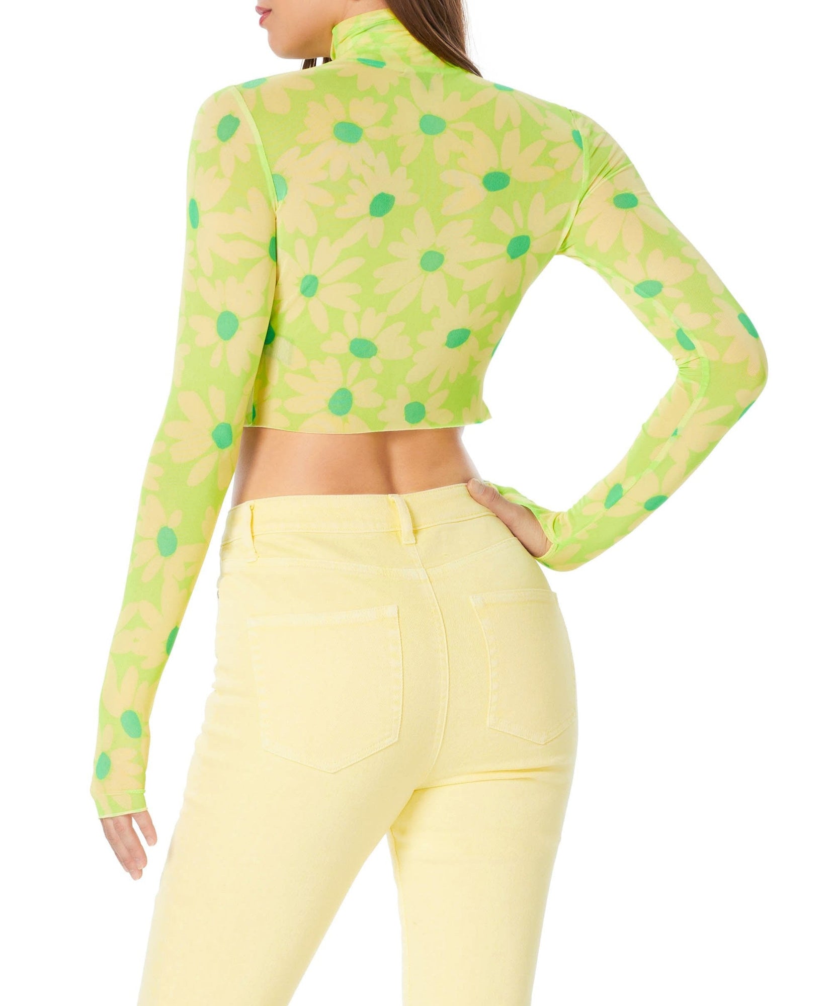 Micaela Turtleneck Crop Top | Lime Daisy