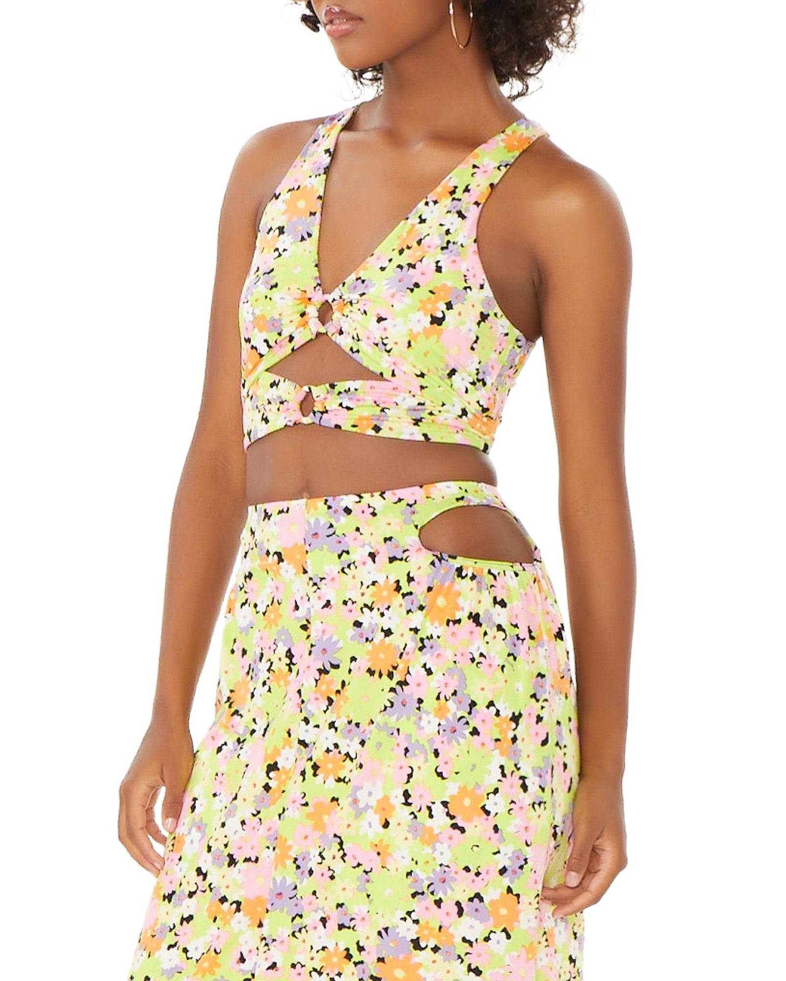 Darya Crop Top | Spring Lime Ditsy