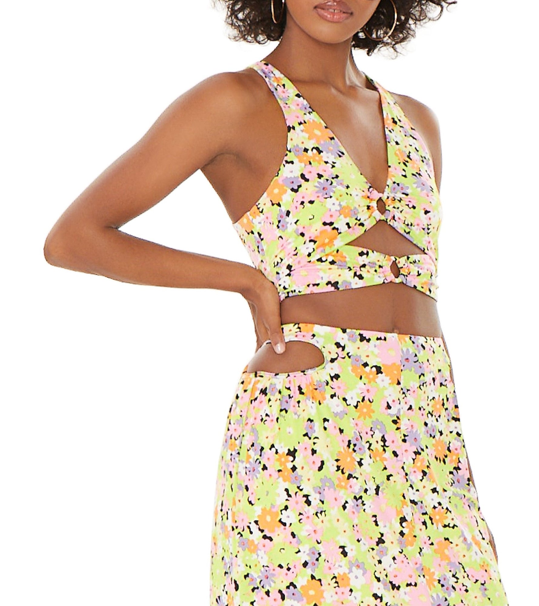 Darya Crop Top | Spring Lime Ditsy