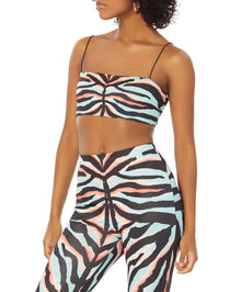 Penny Bandeau Top | Teal Zebra Placement/Noir Garden