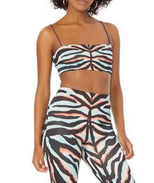 Penny Bandeau Top | Teal Zebra Placement/Noir Garden