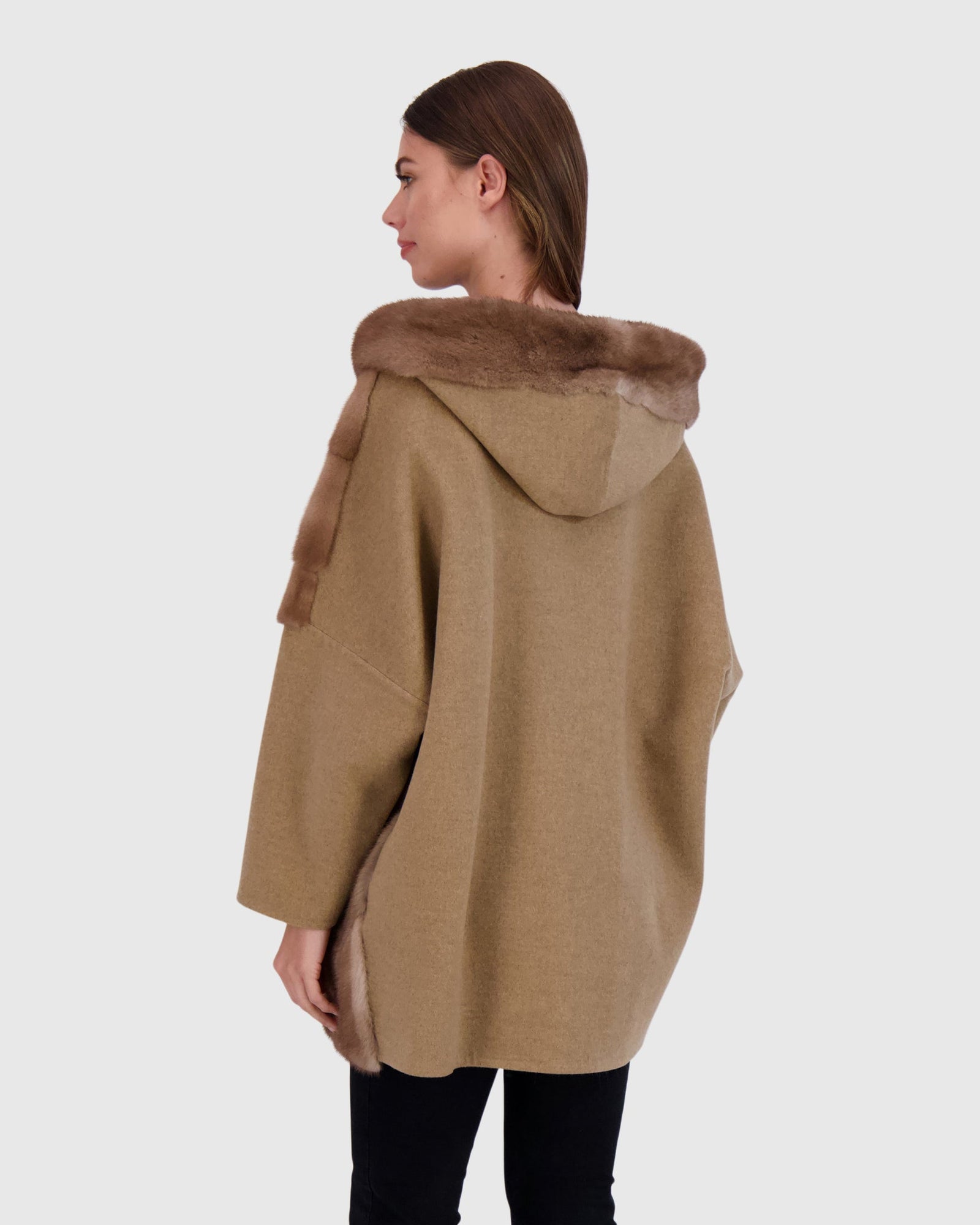 Chevron Mink Parka With Cashmere Sleeves | Pastel