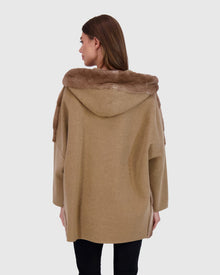 Chevron Mink Parka With Cashmere Sleeves | Pastel