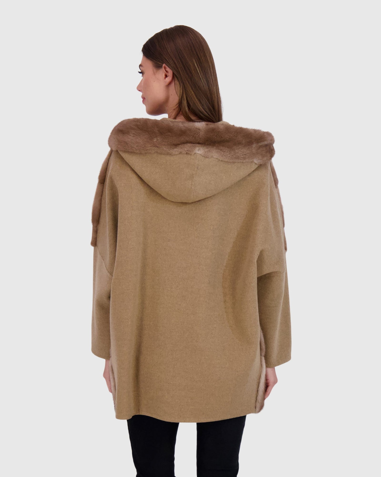 Chevron Mink Parka With Cashmere Sleeves | Pastel