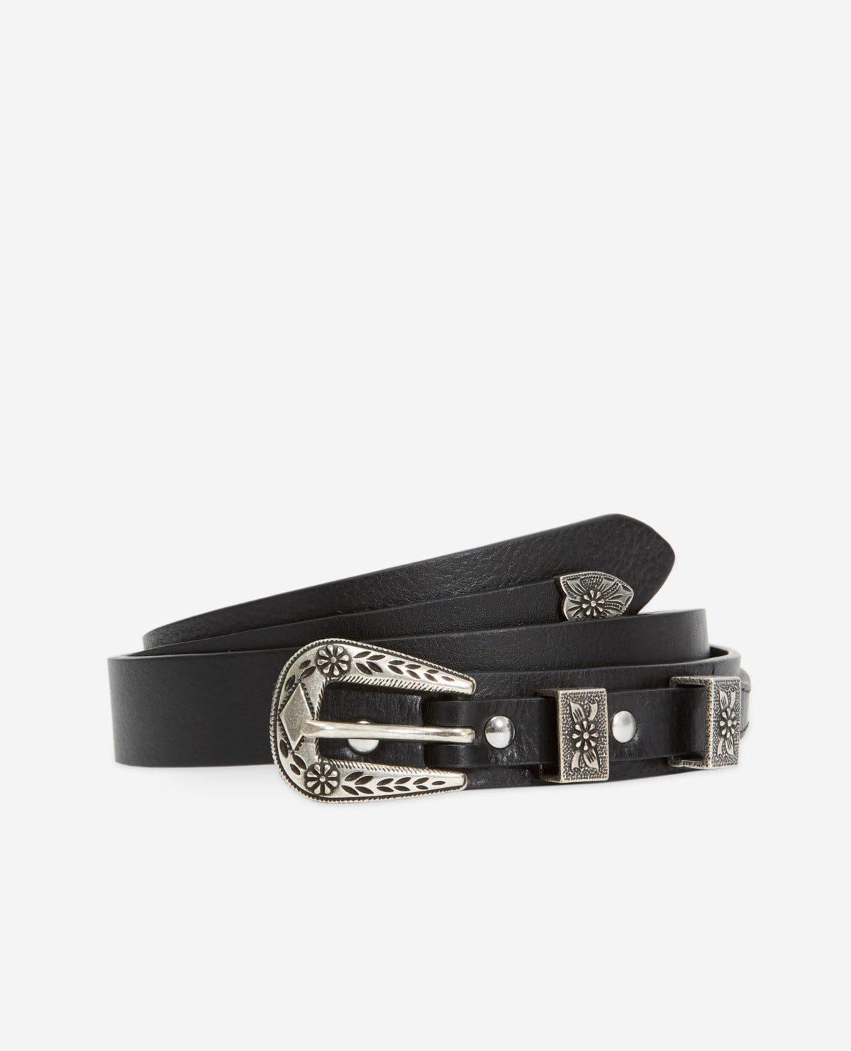 Thin Smooth Leather Belt | Women | Black