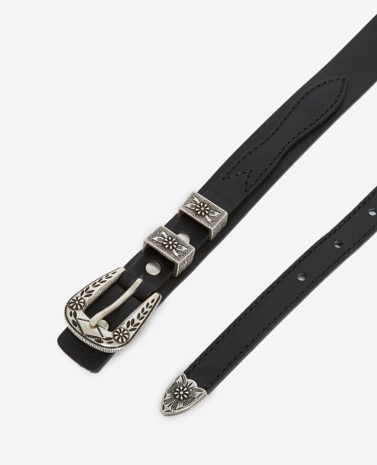 Thin Grained Leather Belt | Women | Black