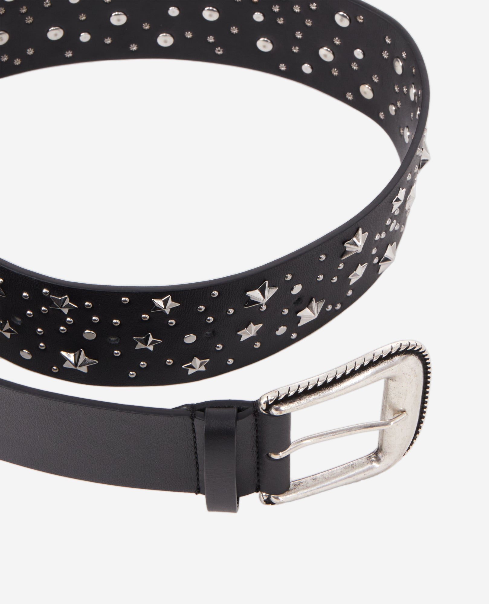 Wide Leather Belt With Stars | Women | Black