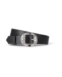 Leather Belt With Metallic Inserts | Women | Black