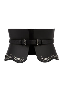 Leather Corset Belt With Studs | Women | Black