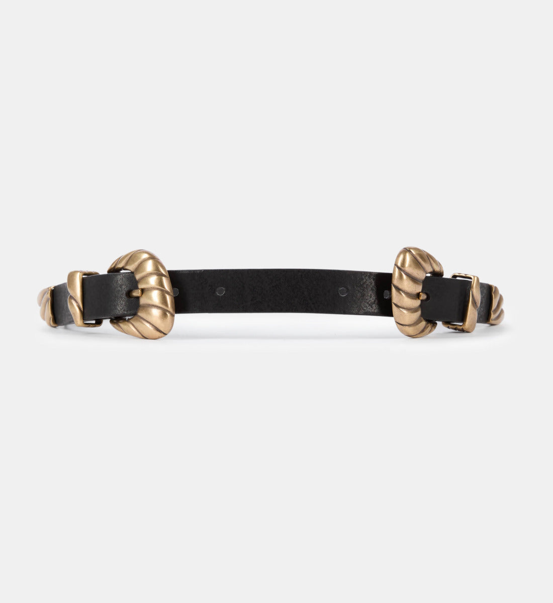 Thin Leather Double Buckle Belt | Women | Black