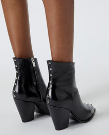 Leather Ankle Boots With Studs | Women | Black