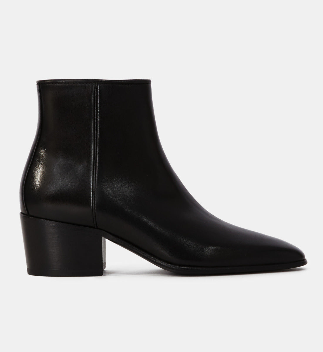 Square Heel Leather Boots | Women | Black