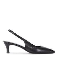 Slingback Pumps In Leather With Studs | Women | Black