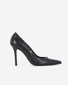 Leather Heeled Stilettos With Studs | Women | Black