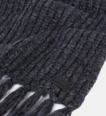 Grey Ribbed Wool-Blend Scarf | Women | Anthracite Melange