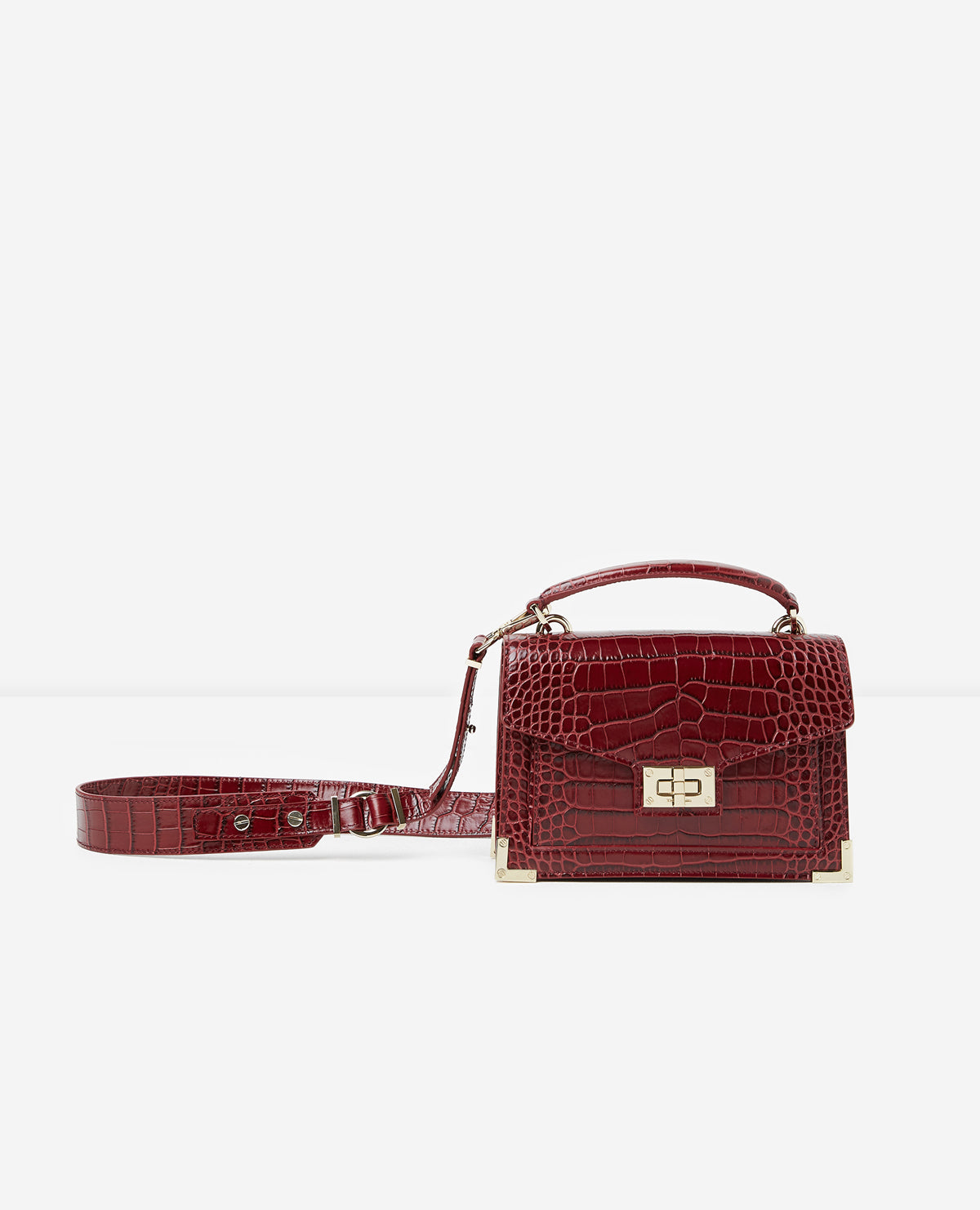 Mini Emily Bag In Mock Croc | Women | Burgundy