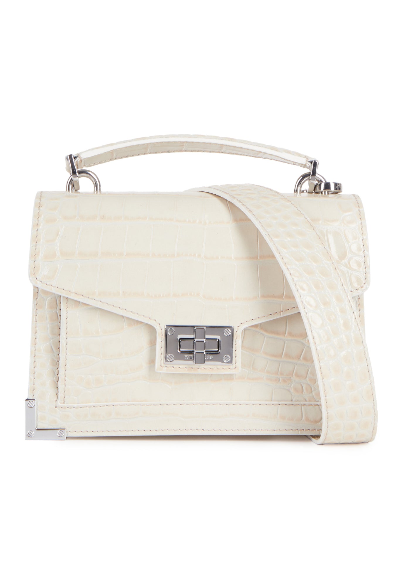 Emily Chain Bag In Crocodile-Effect Leather | Women | Ecru