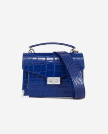 Small Emily Bag In Crocodile-Effect Leather | Women | Dark Blue x Navy