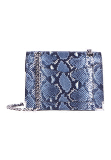 Emily Chain Bag In Blue Python-Effect Leather | Women | Navy