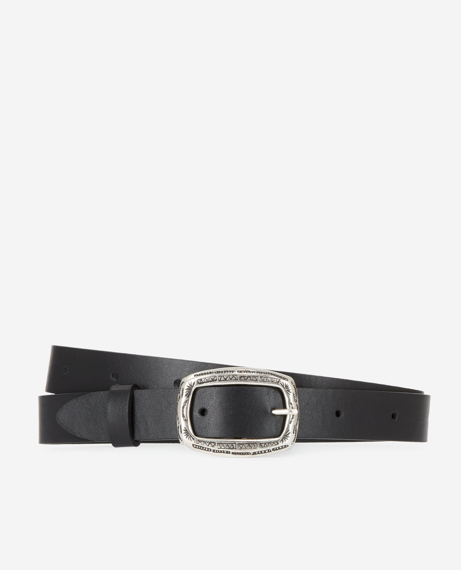 Thin Leather Belt With Rectangular Buckle | Women | Black