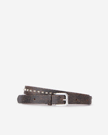 Thin Leather Belt With Spikes | Women | Brown