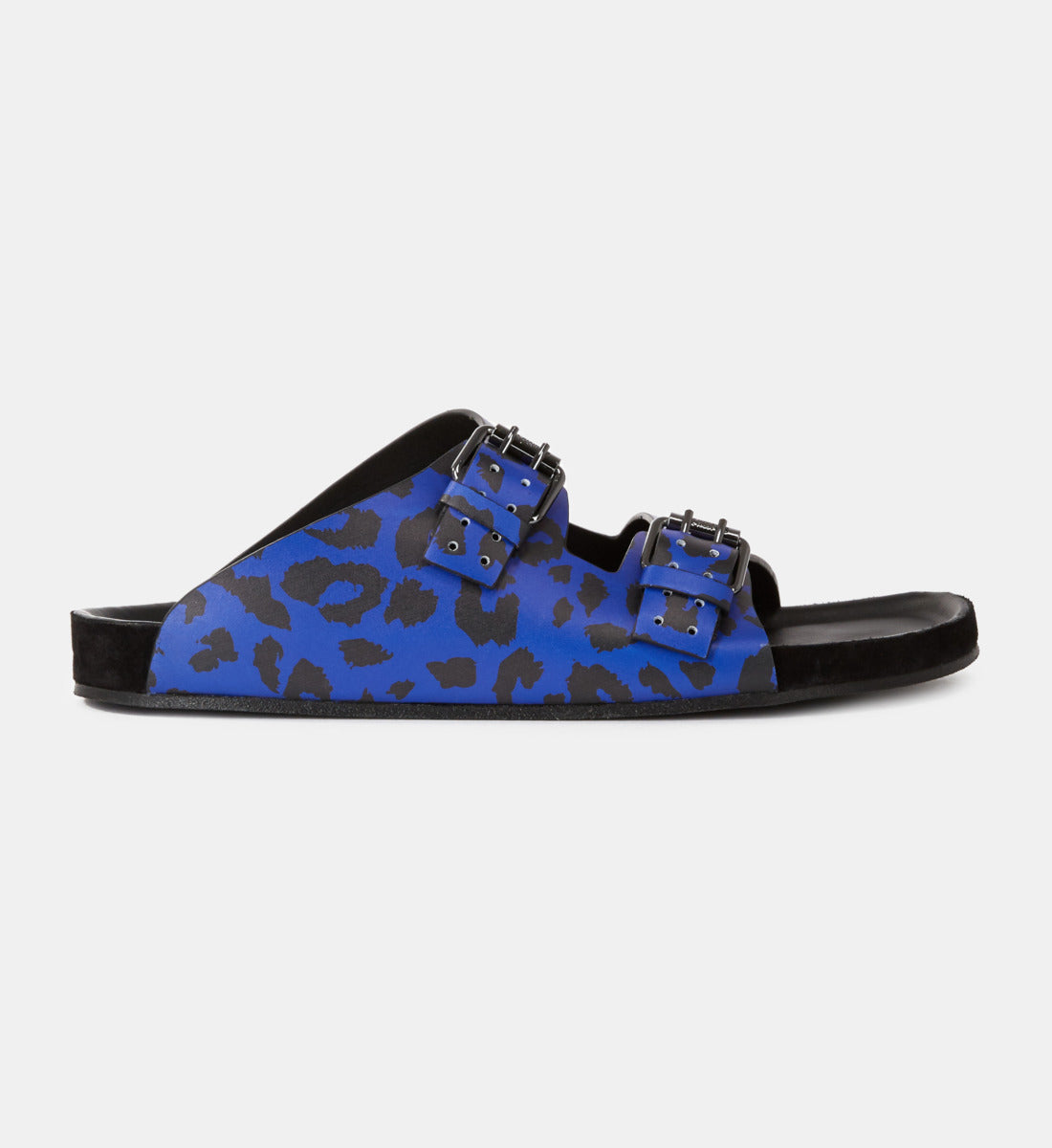 Leather Leopard-Print Sandals | Women | Blue