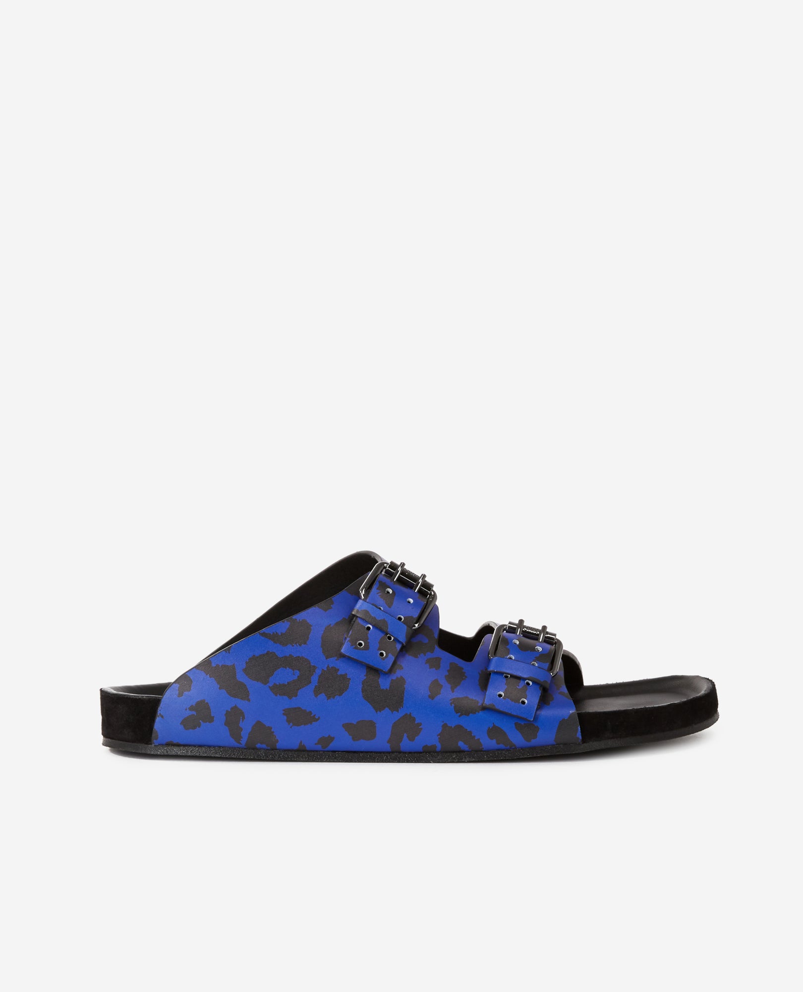 Leather Leopard-Print Sandals | Women | Blue