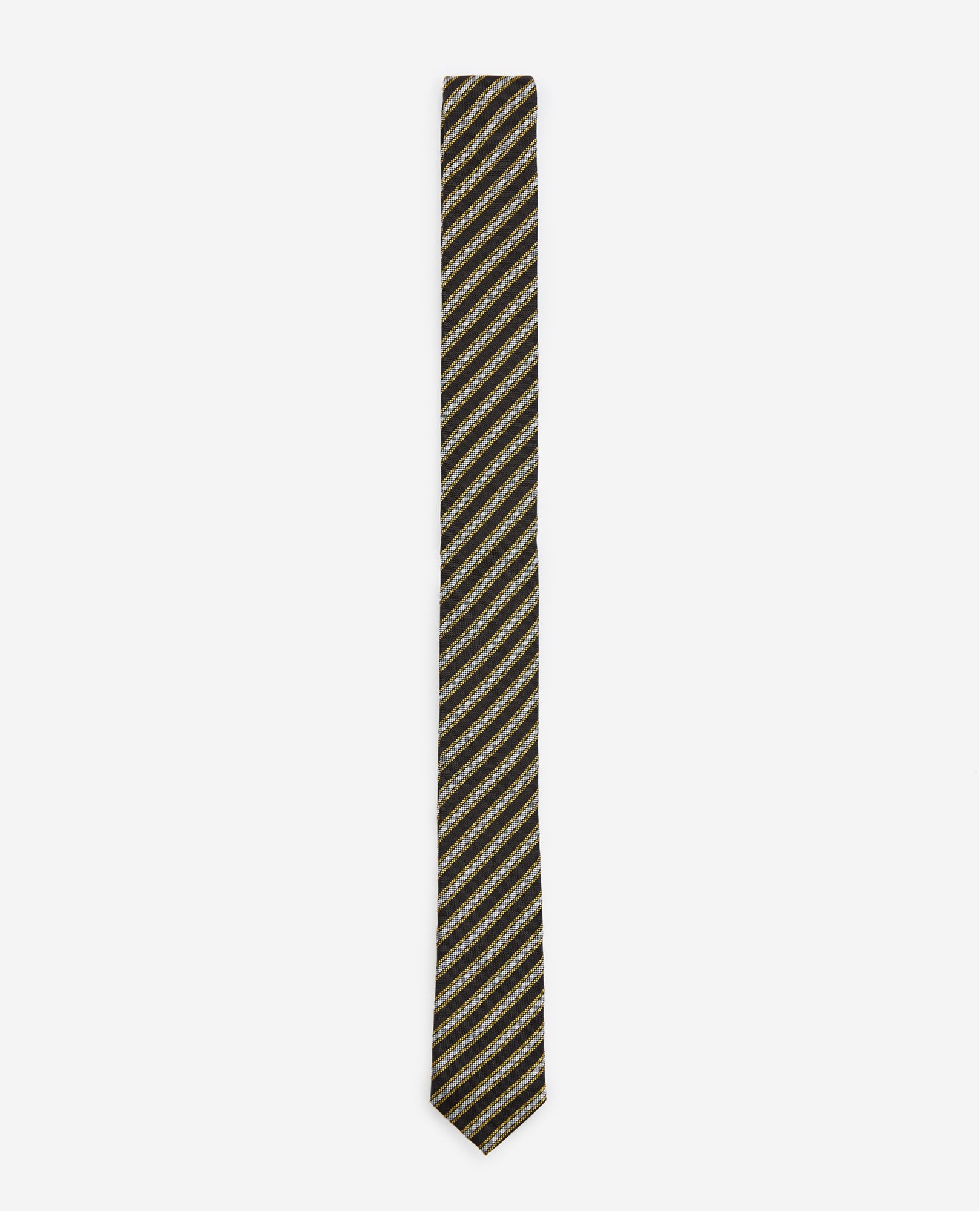 Silk Tie With Golden Stripes | Women | Black x Gold