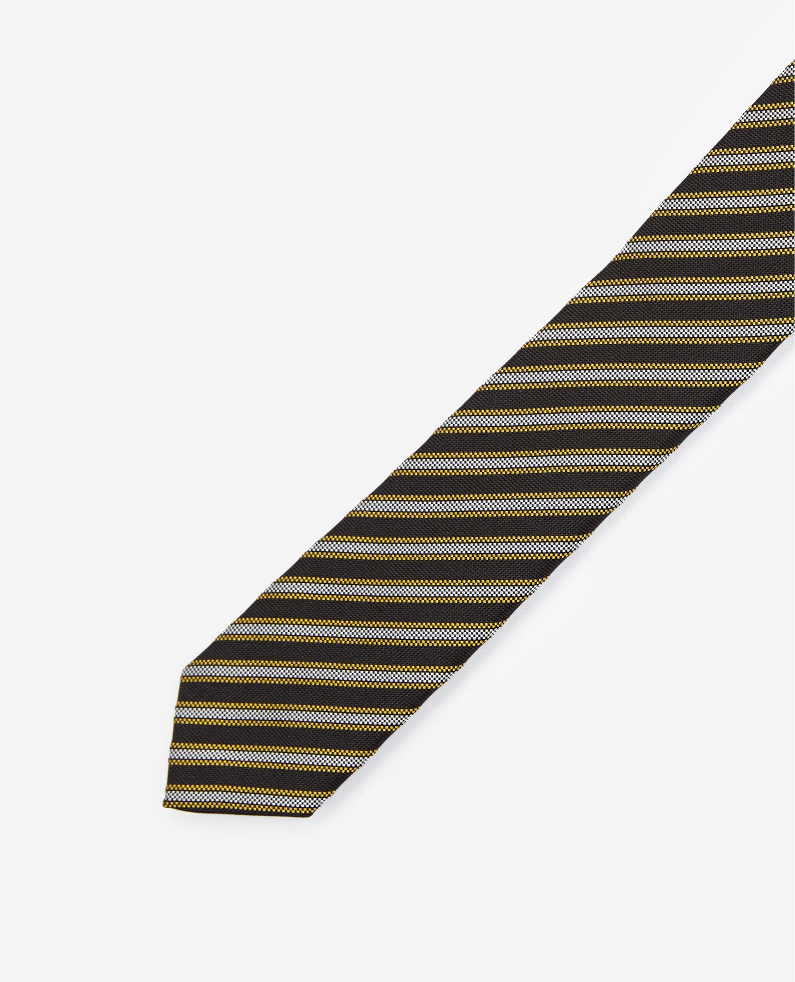 Silk Tie With Golden Stripes | Women | Black x Gold