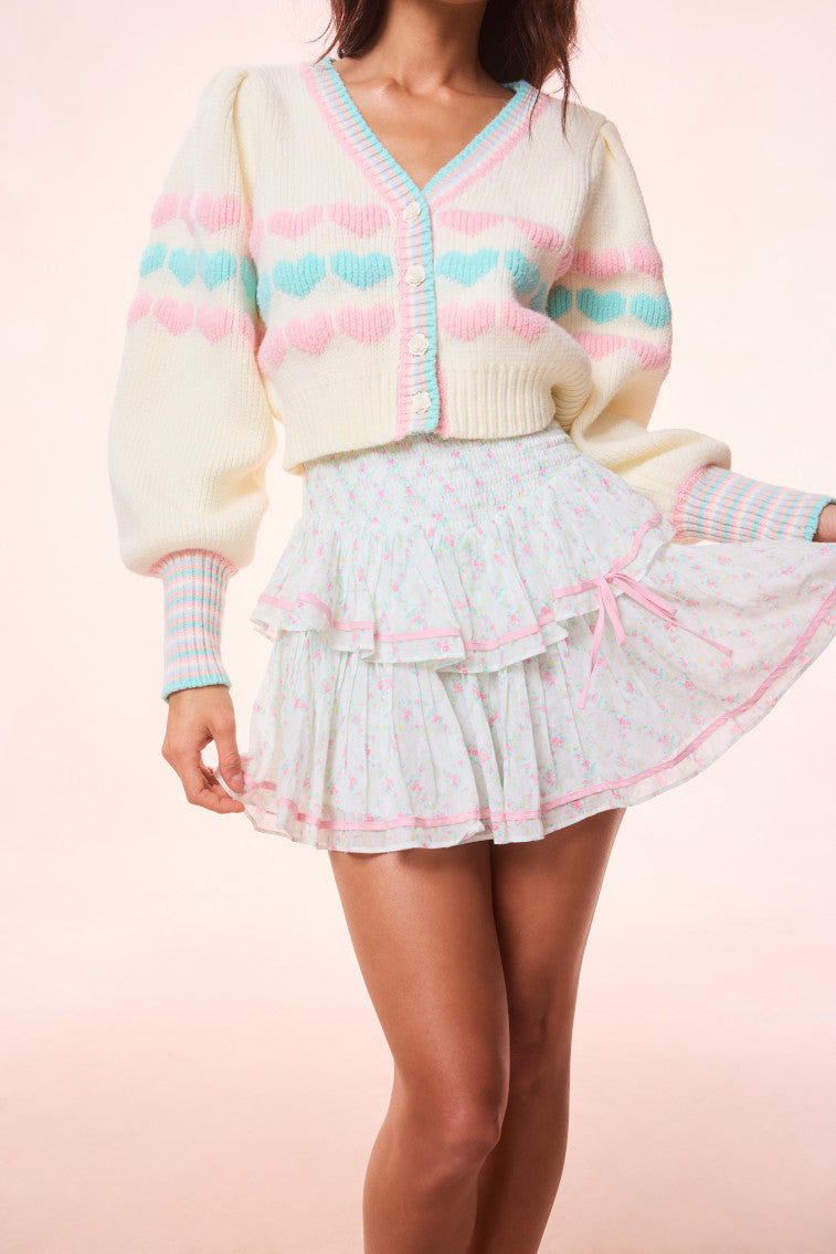 Neve Re-Edition Cotton Tiered Mini Skirt | Green Leaf