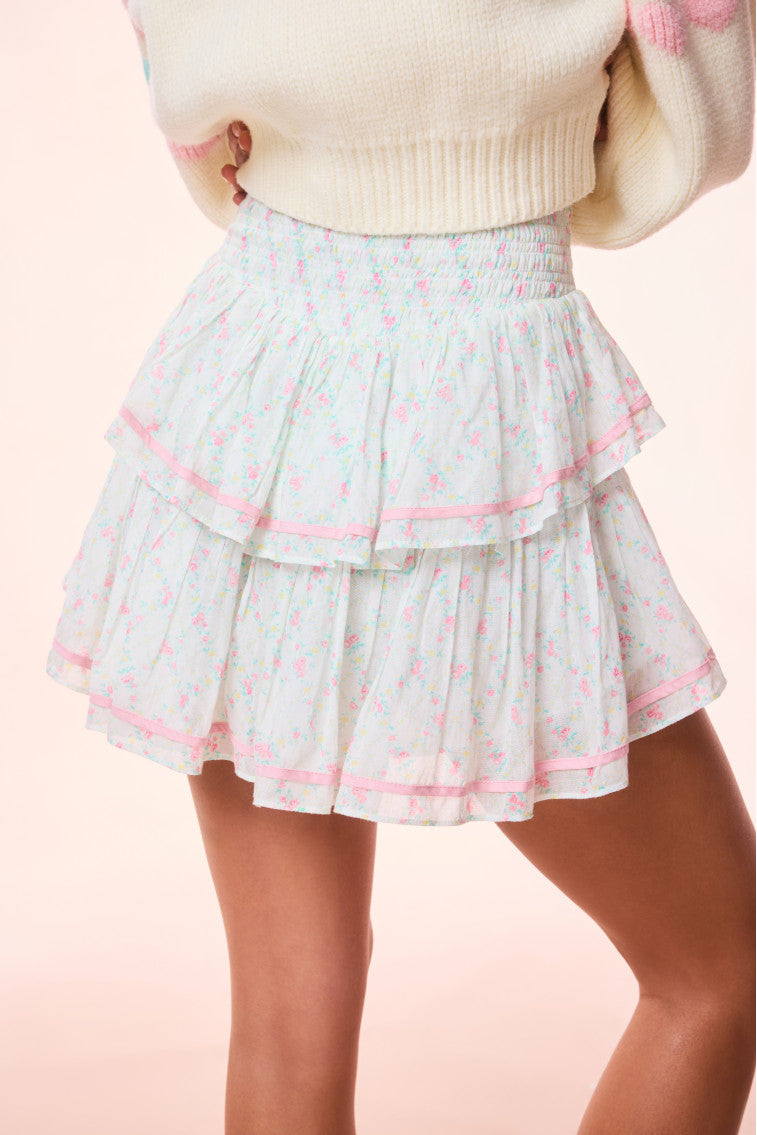 Neve Re-Edition Cotton Tiered Mini Skirt | Green Leaf