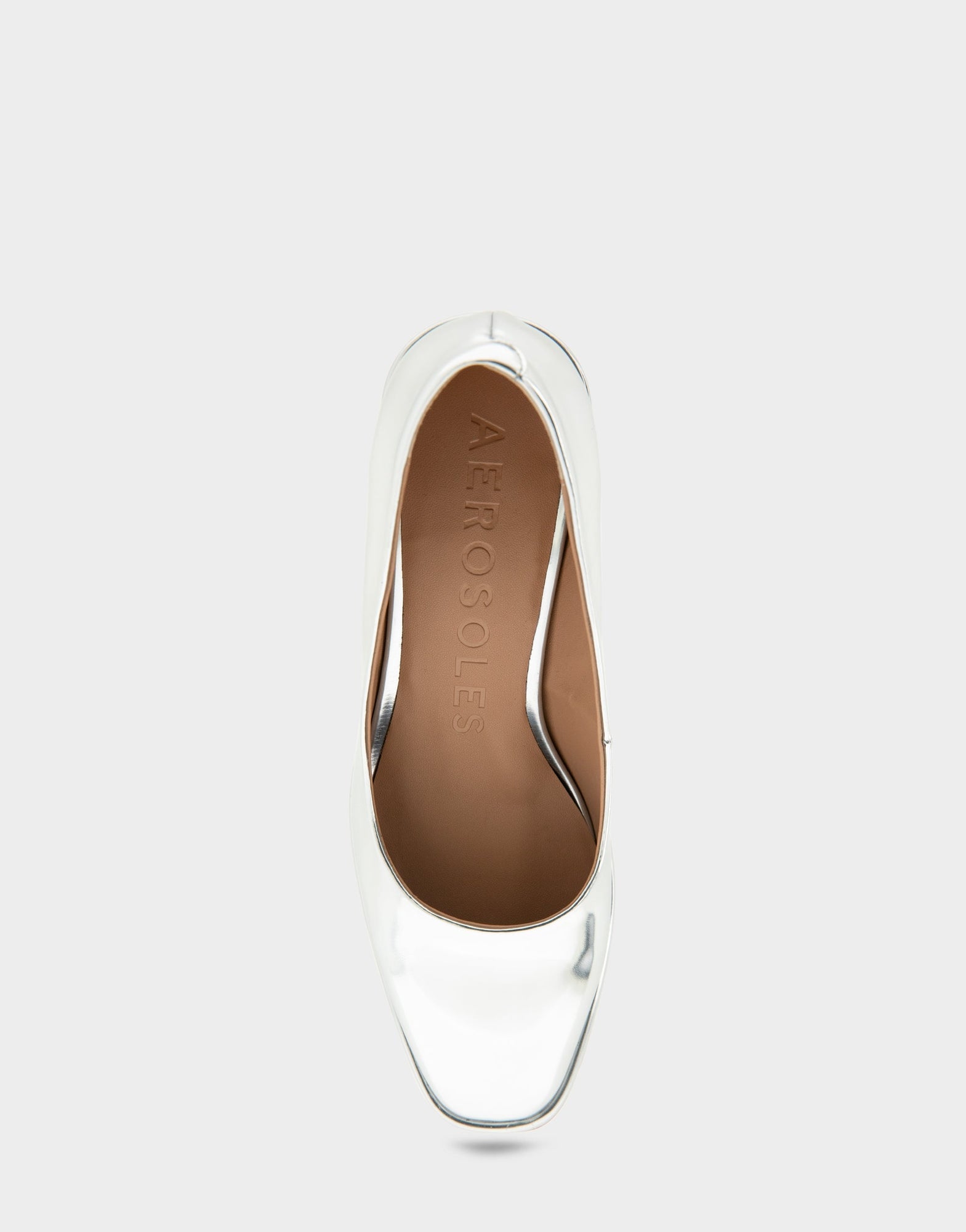 Alae Pump Heel | Silver Mirror Metallic Faux Leather