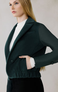 Alesse Blazer Bomber In Wool | Midnight Forest