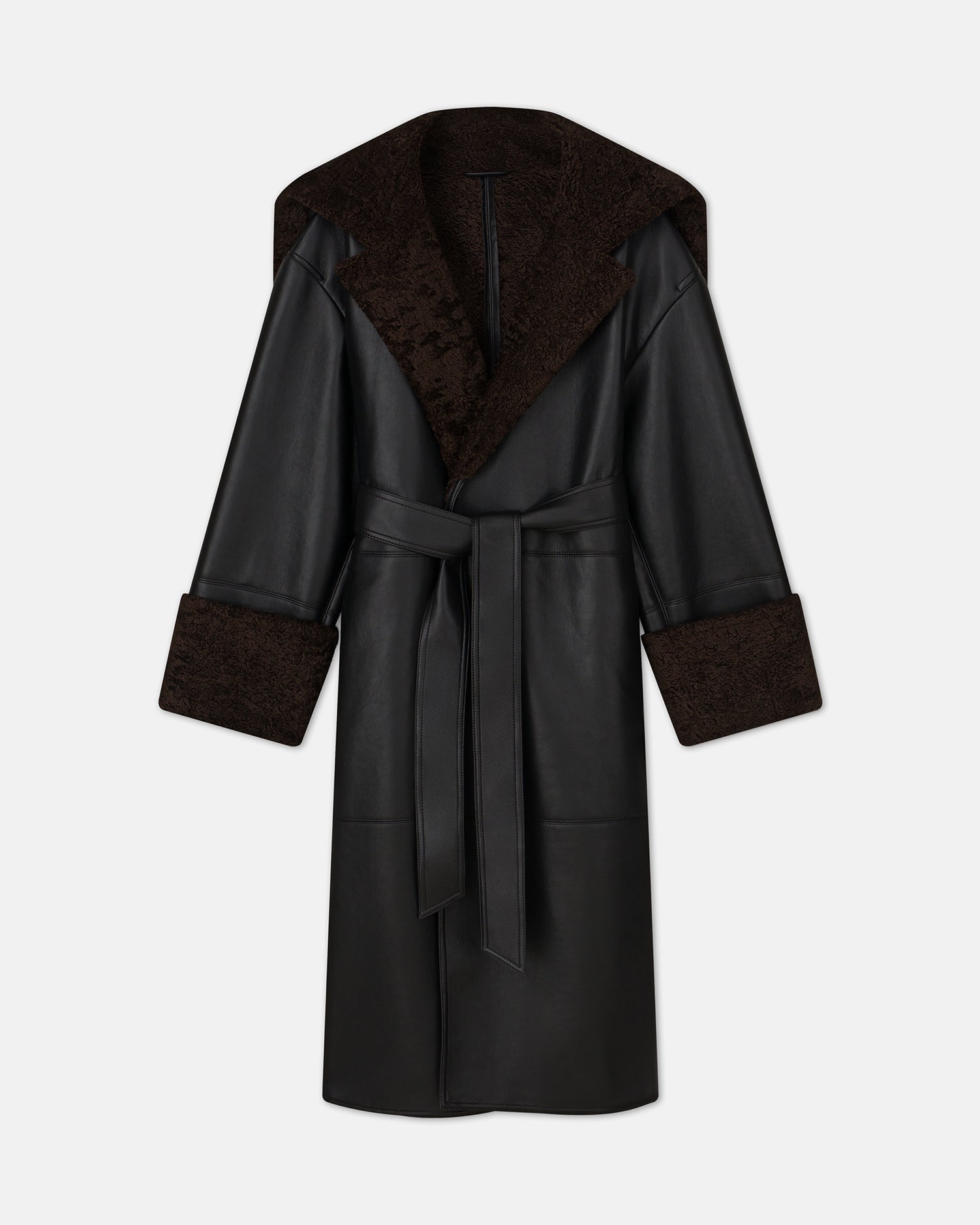 Alessi Regenerated Leather Coat | Black Brown