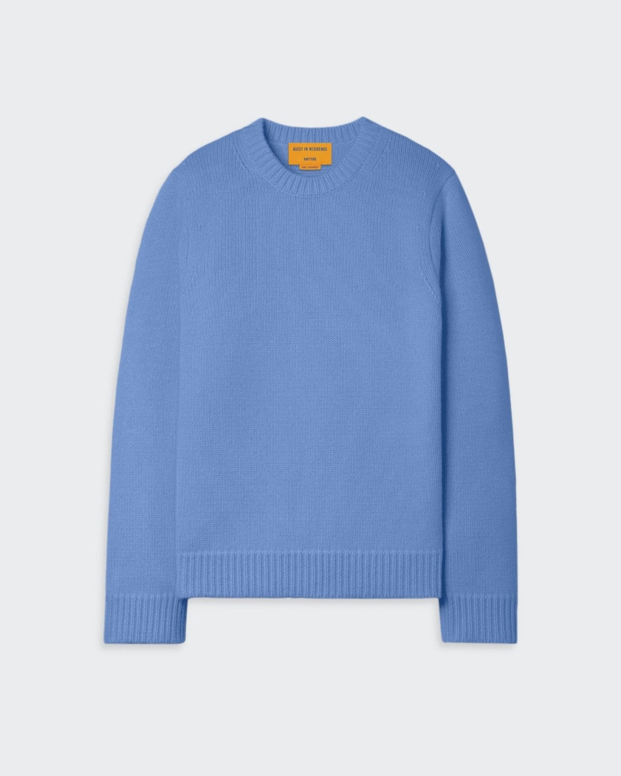 Allday Crew - French Blue men's medium-weight cashmere crew neck sweater in blue, true to size fit.