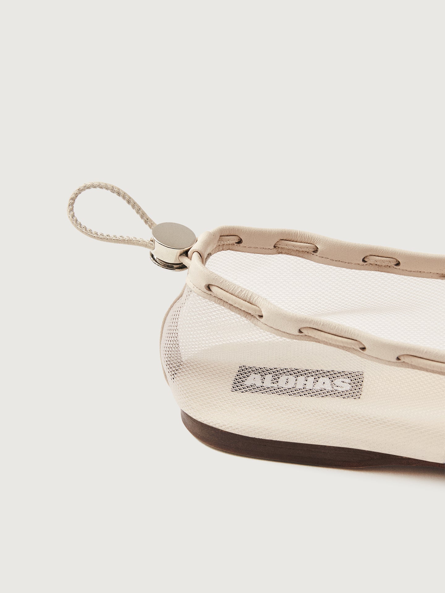 Gill Mesh Ballet Flat | White Leather