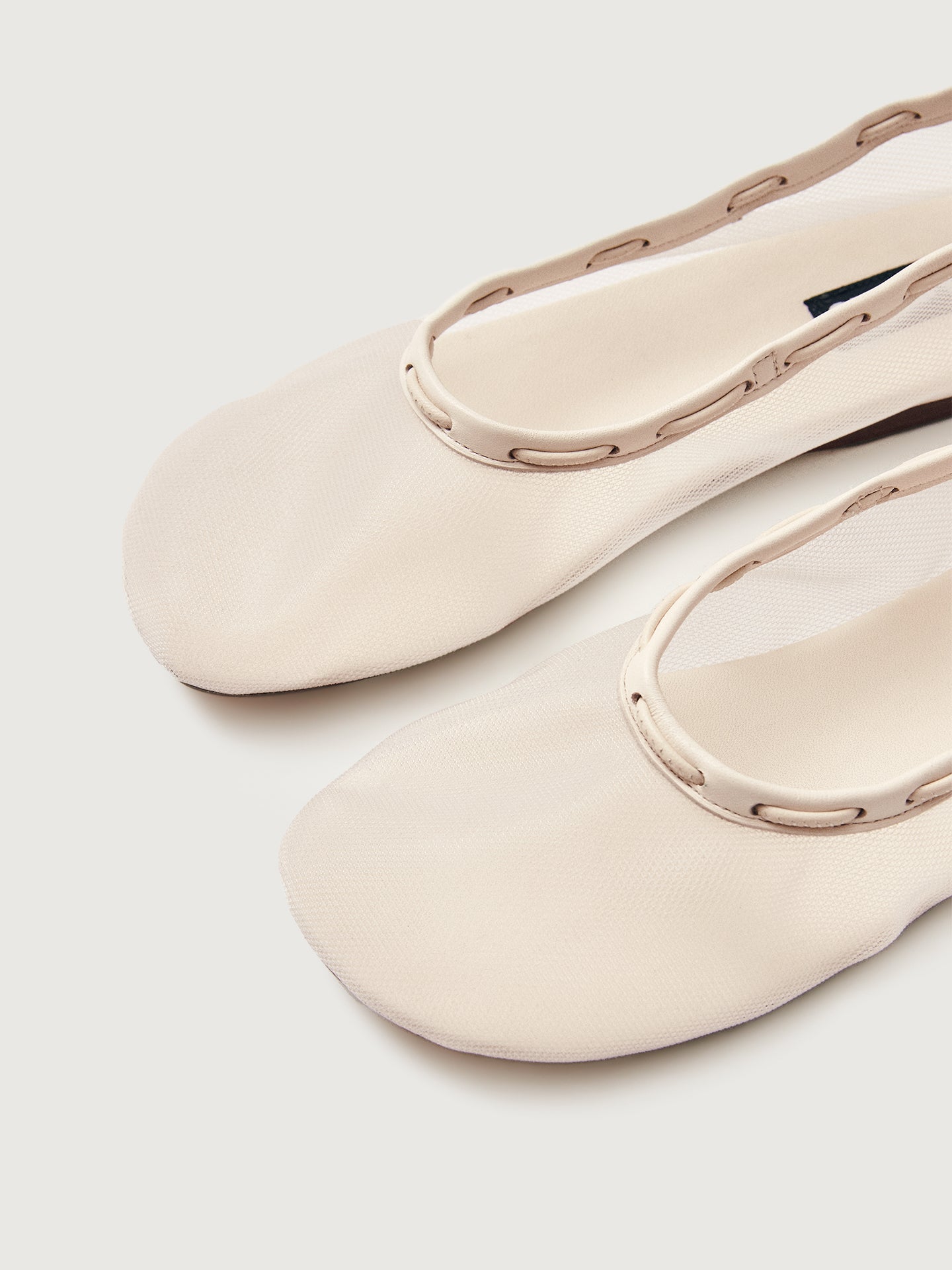 Gill Mesh Ballet Flat | White Leather