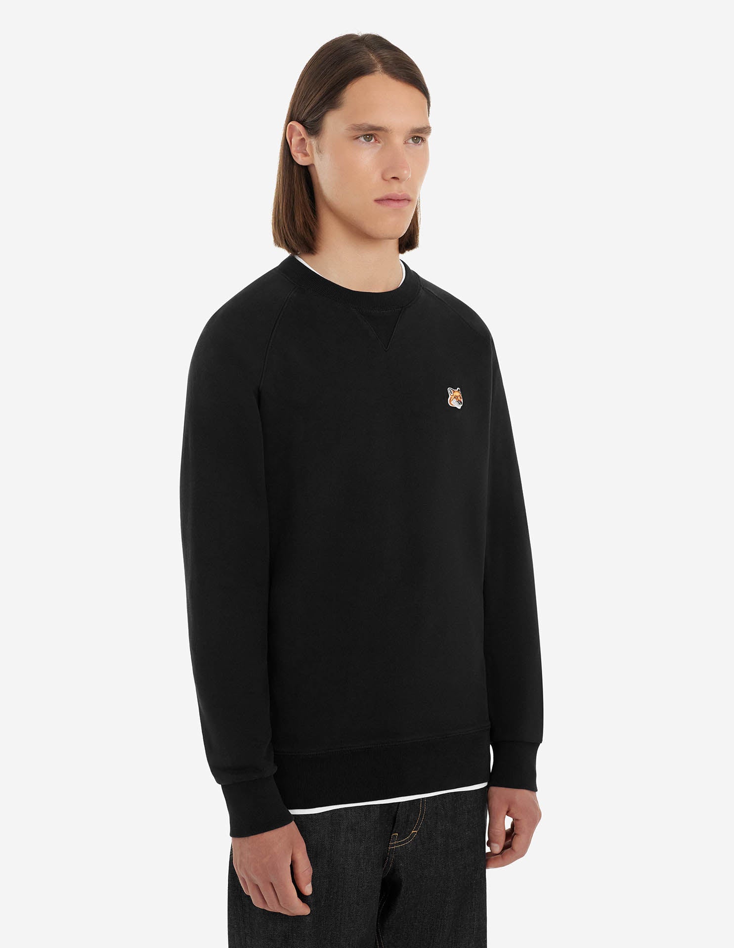 Mens | Iconic Fox Head Patch Classic Cotton Fleece Sweatshirt | Black